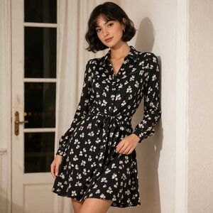 Sanctuary Dainty Black Floral Shirt Dress